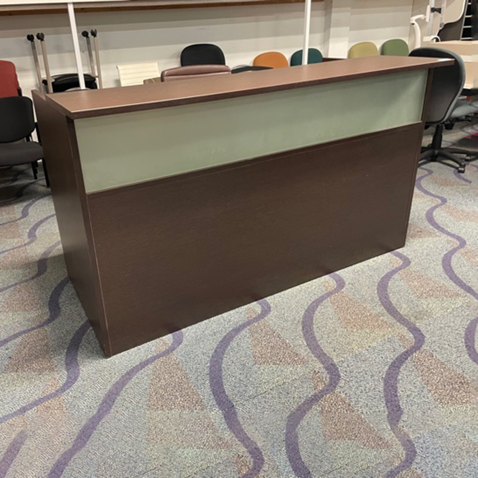 Espresso Reception Desk with Frosted Glass Accent